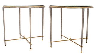 Maison Jansen Style Steel & Brass Lamp Tables, 2