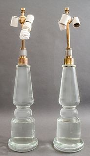 Pair of Glass Baluster Form Table Lamps, 2, 1970s