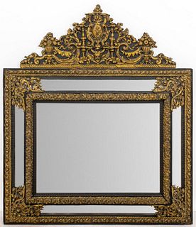 Spanish Baroque Style Brass Beveled Mirror