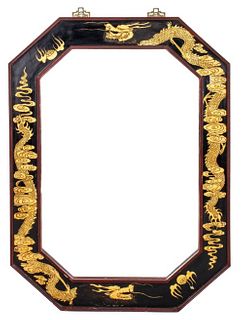 Chinoiserie Lacquer and Gilt Octagonal Mirror