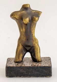 Modern Nude Woman Torso Bronze Sculpture