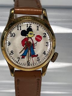 VINTAGE HIPPIE MICKEY MOUSE LOVE SIGN WATCH