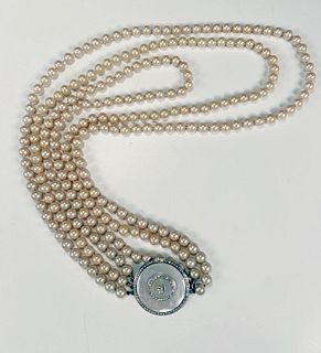 VINTAGE GIVENCHY 3 STRAND FAUX PEARL NECKLACE 