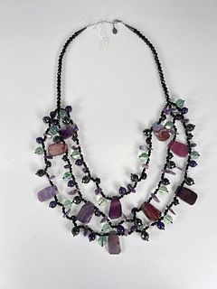 SALLY STATEMENT NECKLACE IN PURPLES AND GREENS