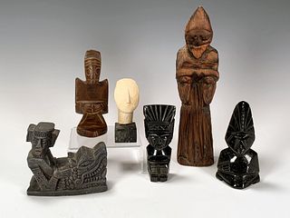 LOT OF VARIOUS CARVED ETHNIC STATUES