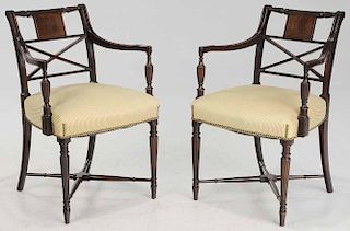 Pair Regency Style Arm Chairs