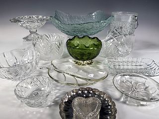 LARGE LOT OF GLASS SERVING ITEMS