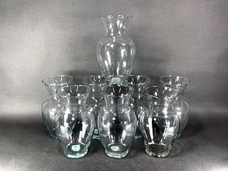 LOT OF 8 FLORIST VASES INDIANA GLASS