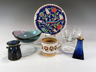 ORREFORS CONDE NAST TRI COLOR BOWL AND OTHER GLASSWARE