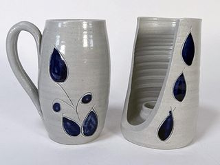 WILLIAMSBURG POTTERY CANDLE HOLDER & CUP