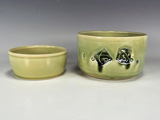TWO SIGNED ART POTTERY BOWLS