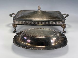 SILVERPLATE CASSEROLE STAND & VEGETABLE DISH