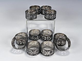12 PIERCED FLORAL NAPKIN RINGS