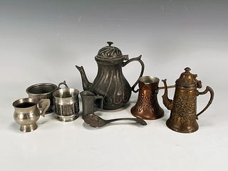 MIXED METALS LOT KONGE PEWTER, COPPER, SILVERPLATE
