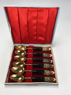 GOLD AND BLACK THAILAND SPOONS IN BOX