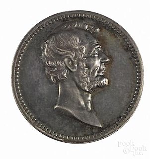 Abraham Lincoln and James Garfield silver token, 7/8'' dia.