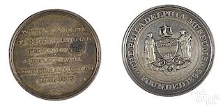 Two silver medals to commemorate the opening of the Philadelphia Commercial Museum, 1897