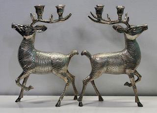SILVER-PLATED. Pair of Silver-plated Reindeer Form