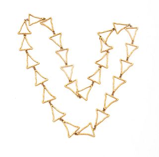 14K Yellow Gold Trianglular Link Necklace, L 30" 53g