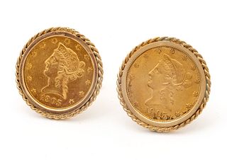 Gold 1905 US $10. Liberty Head Coin Cufflinks, 14K Gold Mounts 48g 1 Pair