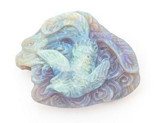 Opal Carving, Unmounted Depicting Phoenix in Flight, H 1.4" W 1.7" 17g