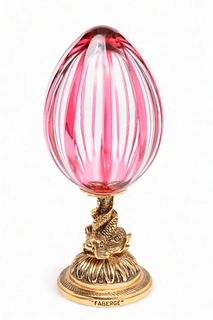Faberge Colored And Clear Crystal And Gilt Metal Jewel Post H 9.5" Dia. 4"