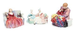 Royal Doulton Hand Painted Porcelain Figures 3 pcs