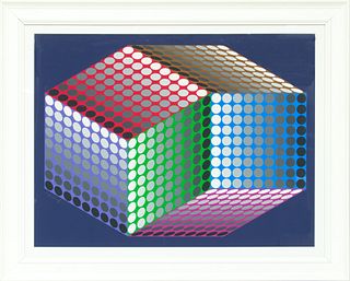 Victor Vasarely (French/Hungarian, 1906-1997) Op Art, Screenprint in Colors on Wove Paper, 1987, Togonne, H 37.25" W 28.5"