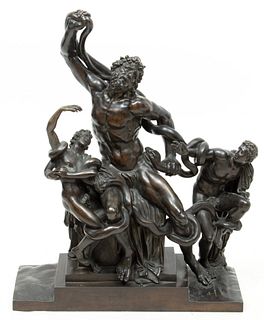 After Agesander, Polydorus, And Athenodorus Bronze Sculpture, "Laocoon And His Sons", H 33" W 25.25" Depth 13"