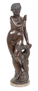 Bronze Sculpture Standing Classical Nude H 54" L 19" Depth 12"