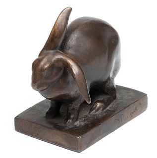 Jane Poupelet (French, 1874-1932) Bronze Rabbit H 4.2" L 3.7"