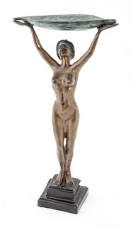 Bronze Female Nude Sculpture Ca. 1880, H 11"