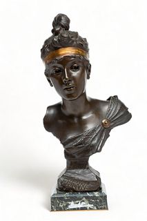 Bronze Bust of a Woman H 29" W 13" Depth 8"