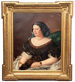 Oil on Canvas, Ca. 19th Century, Portrait of a Lady, H 31.5" W 25.25"