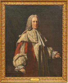 After Allan Ramsay (British, 1713-1784) Oil on Canvas, "Portrait of Archibald Campbell, 3rd Duke of Argyll", H 49" W 40"