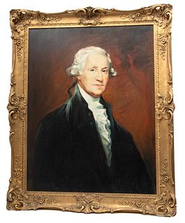 American Oil on Canvas Portrait of George Washington, H 36" W 28"