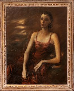 JOHN CARROLL, Oil on Canvas Ca. 1935, Portrait of Georgia Carroll, H 50" W 40"