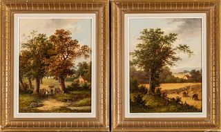 Pair of William Yates (American, 1845-1934) Oils on Canvas, Landscapes, H 18" W 13.75"