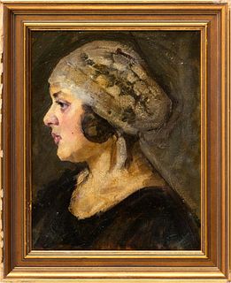 C. Fe Oil on Canvas Board, "Portrait of a Gypsy Woman", H 15" W 11.5"