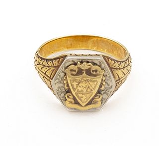 14K Yellow Gold Ring with Mason Crest, 5g Size: 3.25