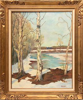 T. Cser, Oil on Canvas, Ca. Mid 20th C., Hungarian Landscape, H 30" W 24"