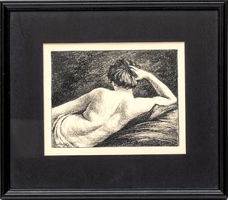 David Remfly (British, B. 1942) Woodcut on Paper, Ca. 1931, "Nude", H 5.5" W 6.7"