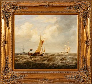 M. Johnson, Modern Oil on Canvas, Sailboats, H 20" W 24"