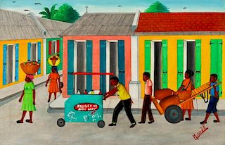 Marcel St. Vil (Haitian/Cap-Haïtien, 20th c.) Market Arrival
