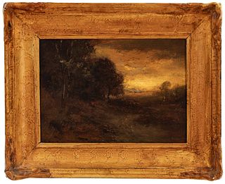 Benigino Yamero Ruiz (American, 1880-1929) Oil on Artist Board, "Barbizont Landscape", H 10" W 14"