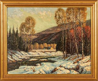 American Oil on Canvas, Early 20th C., New England Landscape, H 24" W 30"
