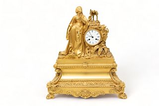 De Touche (Paris, France) Dore Bronze Mantle Clock H 22" L 19" Depth 7"