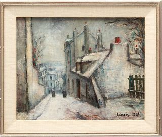 Louis Dali (French, 1905-1994) Oil on Canvas, "Winter Scene", H 9" W 11"