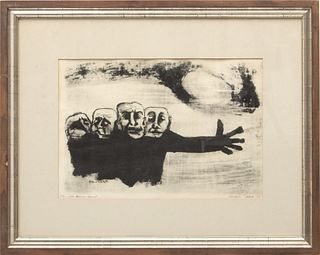 Polister, Lithograph on Paper,  1965, "The Black Hand", H 9.25" W 13.5"
