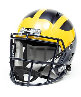 University of Michigan, J.J. McCarthy Autographed Replica Football Helmet, H 10" W 9" Depth 12"
